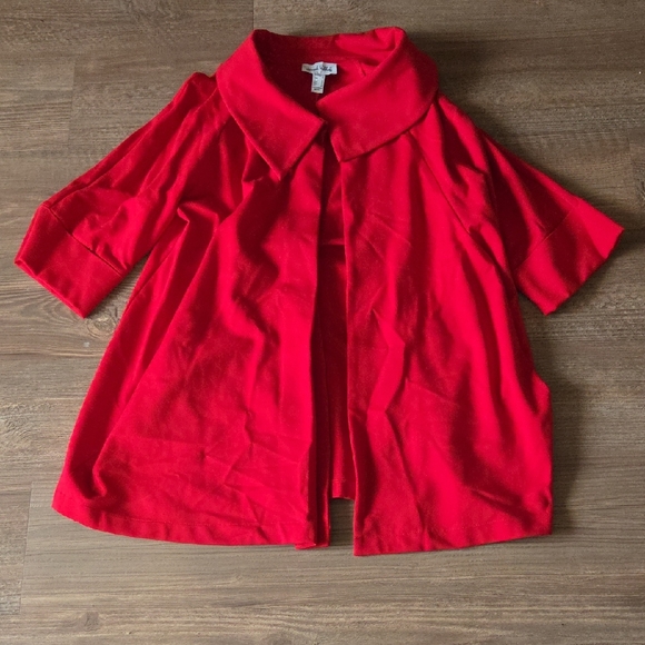 Joseph Ribkoff Jackets & Blazers - Joseph Ribkoff Bright Red Open-Front Short Sleeve Cardigan
